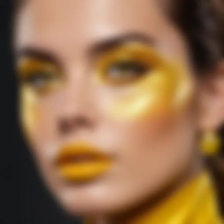 Fashion model showcasing yellow shimmer accessories