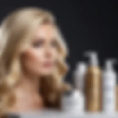 An elegant display of professional hair care products suitable for blonde hair.