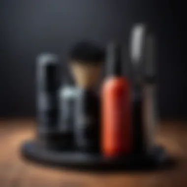 Artistic representation of grooming tools and products