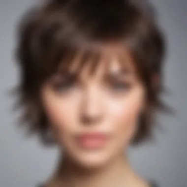 Soft wispy bangs framing a short haircut