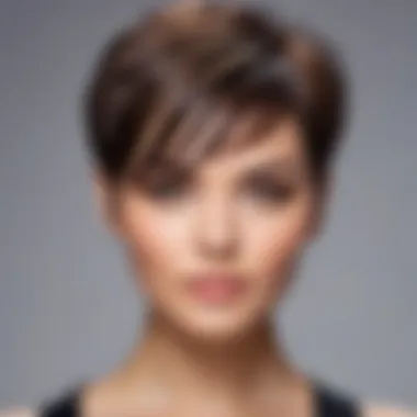 Stylish short V-cut hairstyle with bold highlights