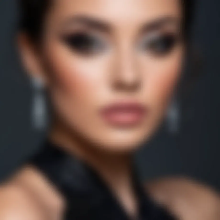 Elegant black evening gown makeup look