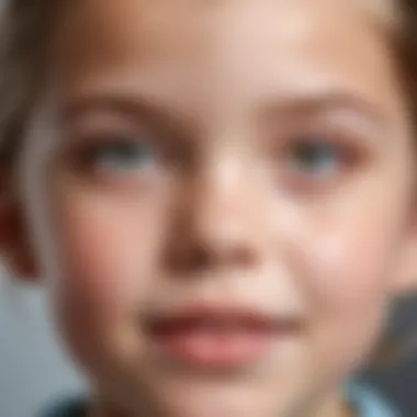 A close-up of a child's face with clear and healthy skin