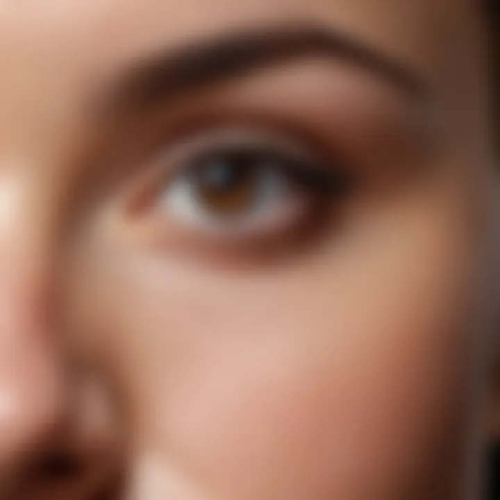 A close-up of dark circles under the eyes highlighting skin texture.