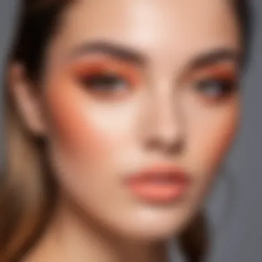 A stylish makeup look featuring peach tones