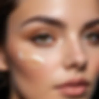 Visual guide for concealer application under the eyes to cover dark circles