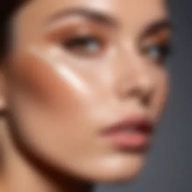 Demonstration of highlighting technique using concealer on cheekbones