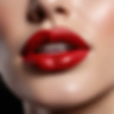 Close-up of an artistically applied bold lip color