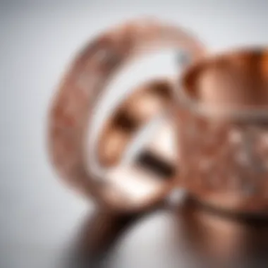 Close-up of rose gold rings highlighting textures and finish