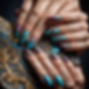 A close-up of a perfectly manicured nail showcasing intricate designs.