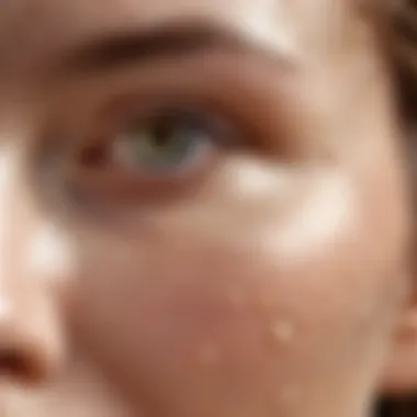 Radiant Hydration Close-up of hydrated skin with a dewy finish