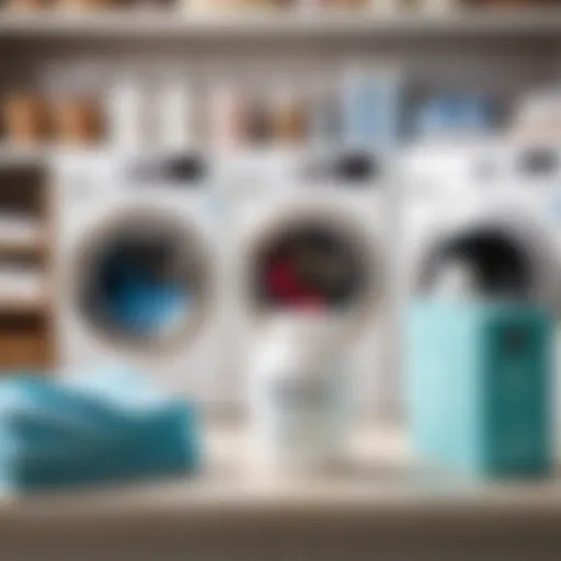 A serene laundry scene showcasing non-allergenic fabric softeners on a shelf