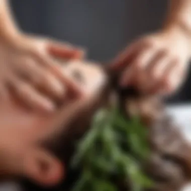 A serene scalp massage using rosemary oil