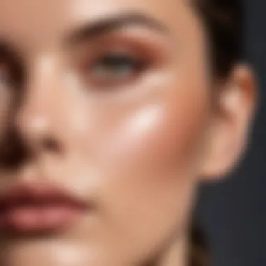 Close-up of setting spray application on a model's face