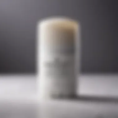 A close-up of a deodorant stick showcasing its texture