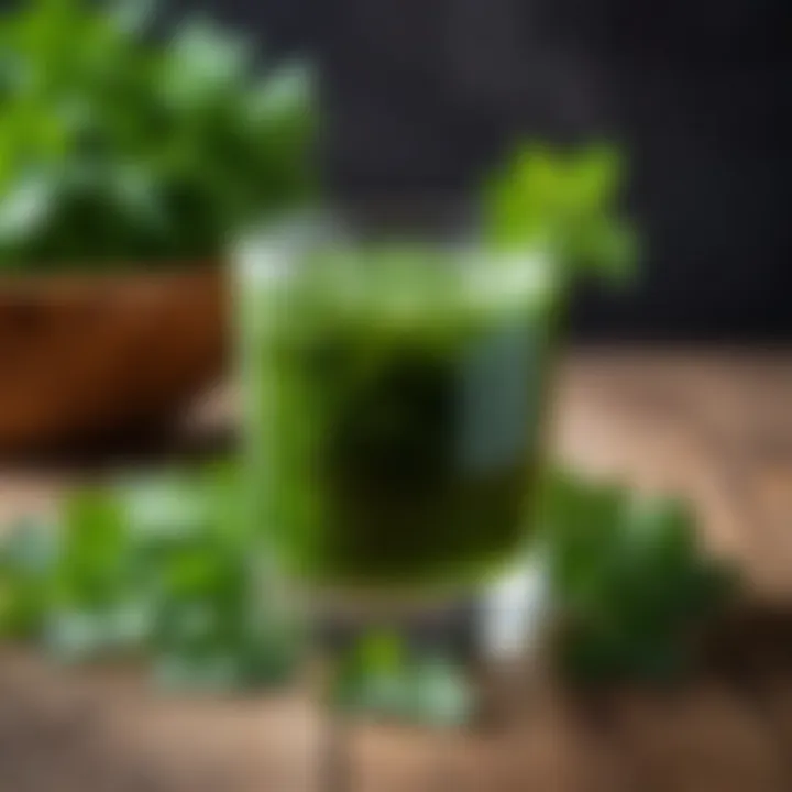 A glass of parsley-infused detox drink with a refreshing look