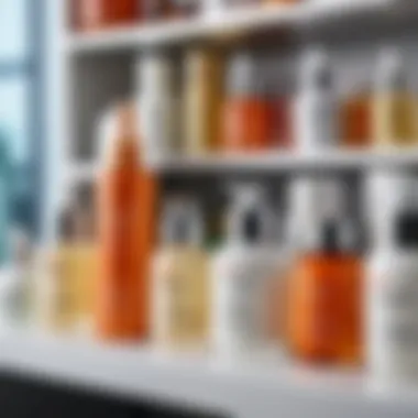 An array of skincare products displayed elegantly on a shelf