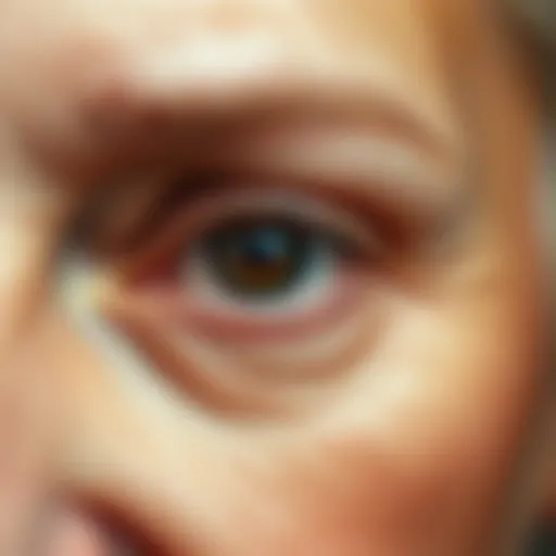 Close-up of under-eye wrinkles showing aging skin