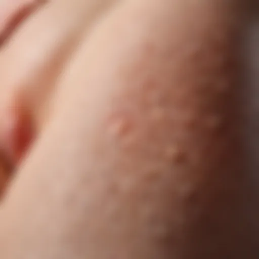 Close-up of skin texture highlighting acne