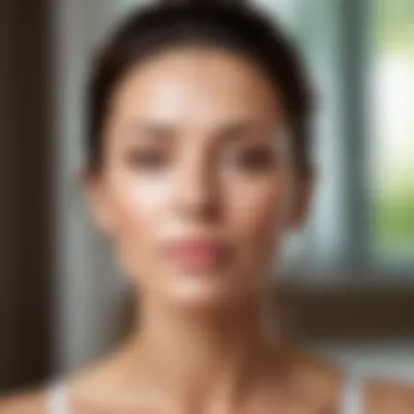 Facial Yoga in Tranquility A serene individual practicing facial yoga in a tranquil setting
