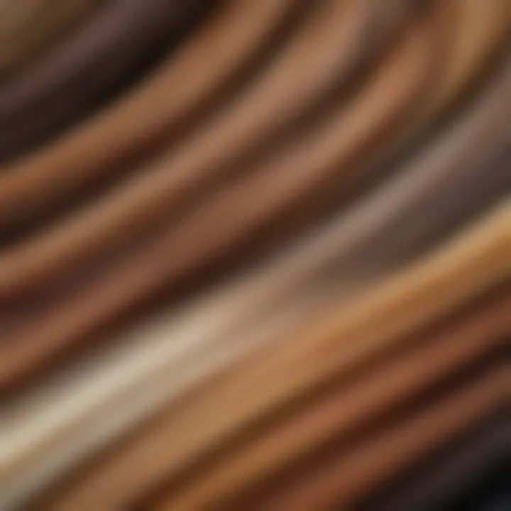 Close-up of hair strands in various shades