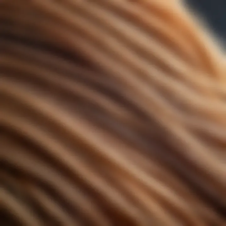 A close-up of hair showcasing various textures resulting from layering