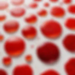 Close-up view of red spots on skin revealing different textures