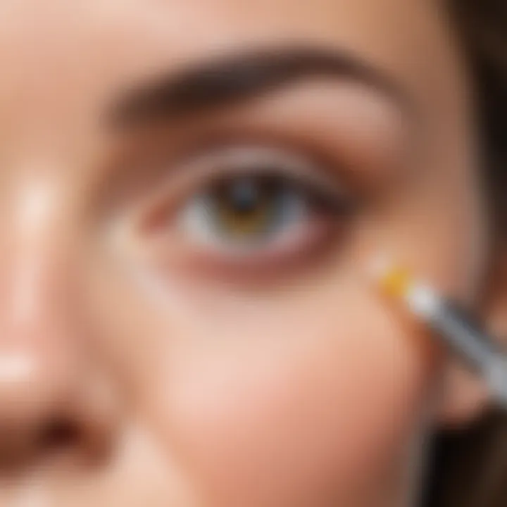 Diagram showing proper application techniques for eye serums