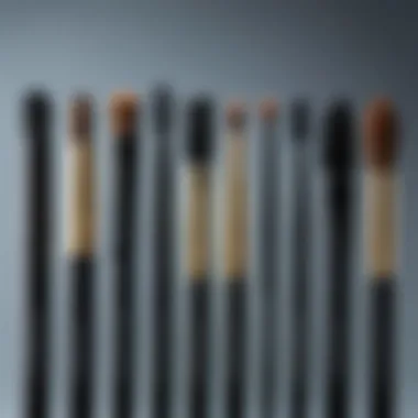 A selection of mascara brushes illustrating different types and shapes