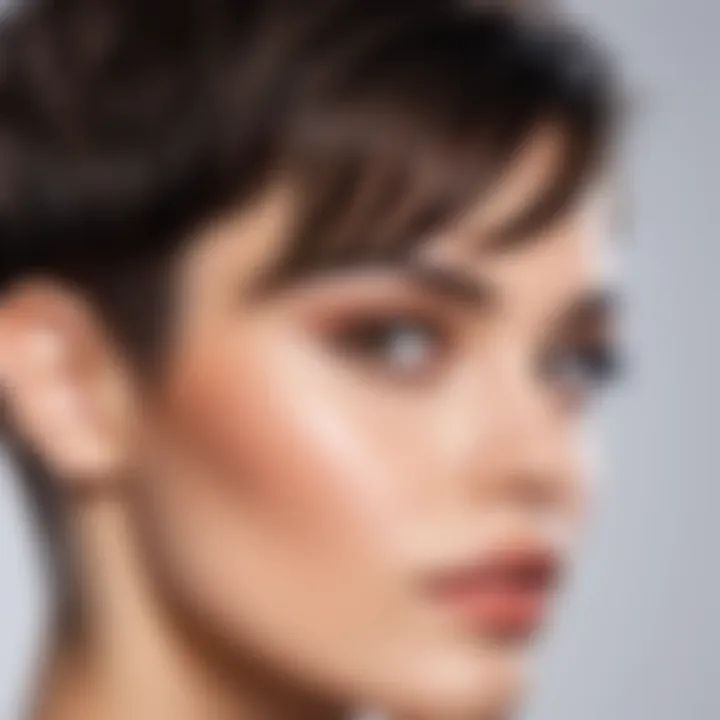 Close-up of V model haircut with texture