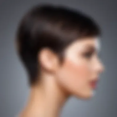 Close-up of the V-shaped haircut technique