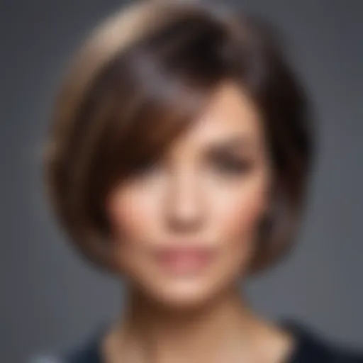 A woman with an outdated bob haircut that emphasizes aging features