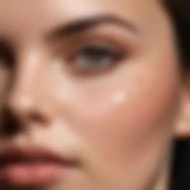 Close-up of a woman's face with visible skin blemishes.