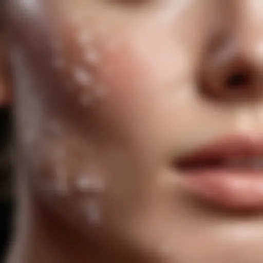 Close-up of dry facial skin with visible flakes